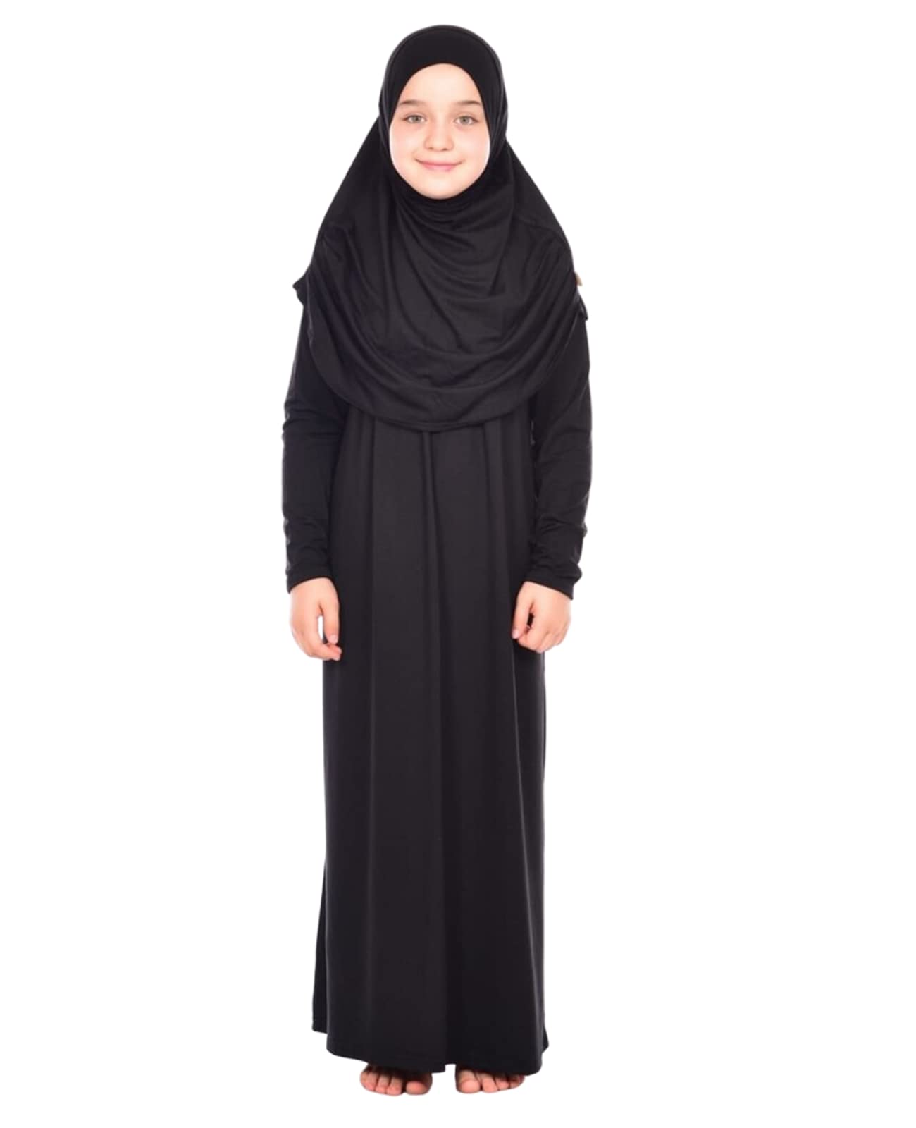 PrienKids Prayer Dress Muslim Clothes for Girls Long Sleeve Abaya with Hijab Two Piece Maxi Islamic Set Scarf Kaftan Jilbab