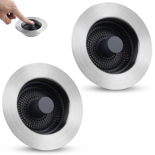 Tapón colador de cocina 3 en 1 universal, 2 piezas acero inoxidable
