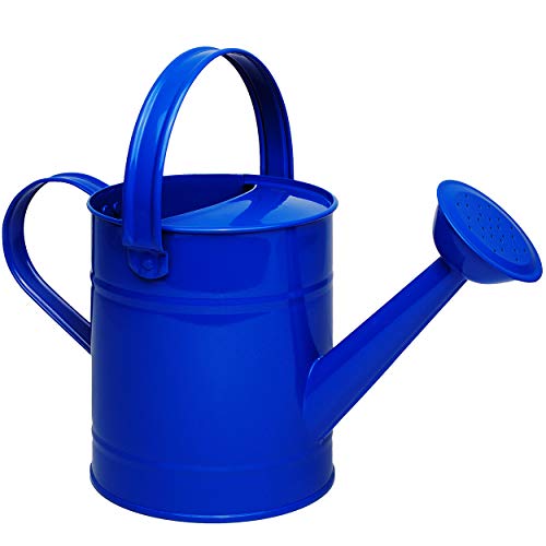 alles-meine.de GmbH kleine Gießkanne - Metall - blau - 1,5 Liter - für Kinder & Erwachsene - 23 cm - Blech Kindergießkanne - Henkel beweglich - Giesskanne Gärtner/Garten Mädche..