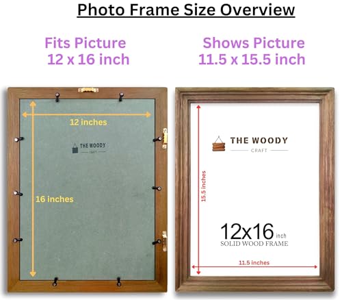 Image of 12x16 Photo Frame | Hanging Photo Frames | Small Photo Frame mini | Brown Wooden Frames for Wall | Elegant Home Decor (12x16 inch, Brown)
