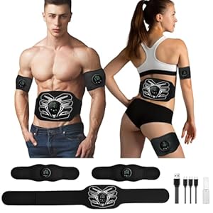 EMS Muscle Stimulator，AB Stimulator, AB Machine, Black Portable Abs Fitness Stickers for Men’s and Women’s Fitness, Arm and Leg Ab Massager for Stomach，MHD TENS