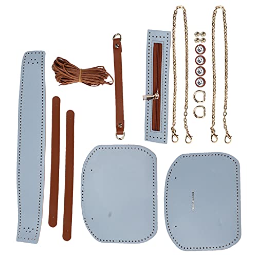 Tixiyu Kit de Bolso de Ganchillo DIY de Moda con Accesorios de Cuero PU Azul para Amantes de la Artesanía