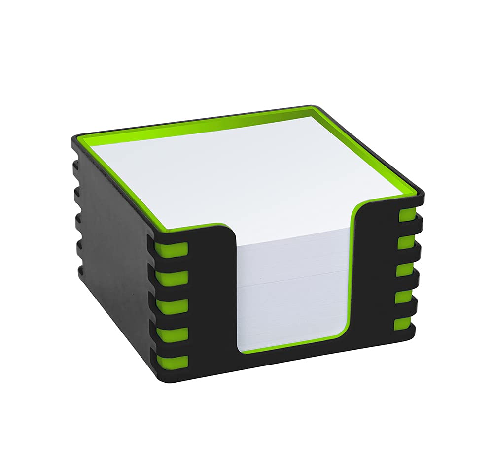 Waytex 931088BV Memo Pad with 350 White Notes, 9 x 9 cm, with Plastic Stand, Two-Tone, Black/Apple Green