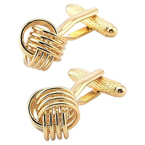 Jonwo Twist Knot Cufflinks in Gift Case Cuff Links for Men Lady Daily Shirt Buttons Business Wedding Gift Party Tuxedo Shirt Accessory (14K Gold Plated Knot Cufflinks) Cover