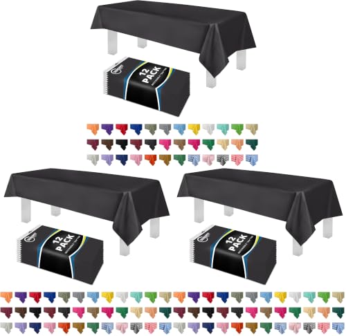 Image of Grandipity 36 Pack Premium Disposable Plastic Tablecloth 54 Inch. x 108 Inch. Decorative Rectangle Table Cover - Dark Grey