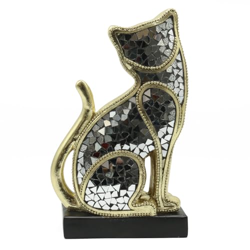 Lukitas Sitting Cat Figurine, Two-Faced Kitten Statue, Unique Animal Sculpture Home Decor for Living Room Office Garden, Resin