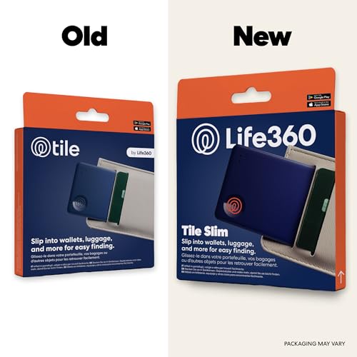 Image of Life360 Tile Slim - Wallet Finder, Bluetooth Tracker and Item Locator for Luggage Tags, Passports and More. Both iOS and Android Compatible. Phone Finder. 1-Pack (Navy Blaze)