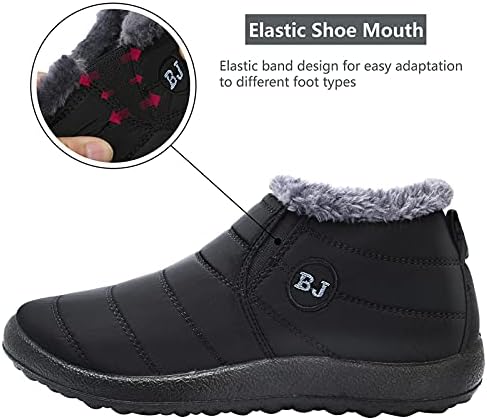 L-RUN Womens Ankle Snow Boots Outdoor Winter Booties with Fur Black Women_6.5, Men_6 M US | Image 2