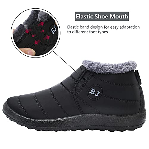 L-RUN Womens Winter Snow Boots Fur Lined Warm Ankle Boots Slip on Men's Snow Ankle Boots Lightweight Outdoor Footwear3