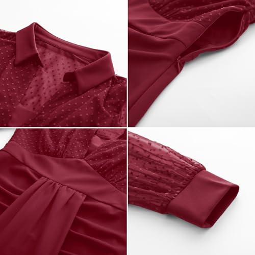 Belle Poque Womens Vintage Dress Mesh Long Sleeve Dress Ruched Dress for Work2