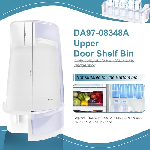 (2 PACK) Durable DA97-08348A Refrigerator Door Shelf Bin Replacement fit for Sam-sung Refrigerators Right Door Middle Shelf for RS25H5111BC RS25H5111SR RS265TDRS Replace DA63-05215A by Fetechmate