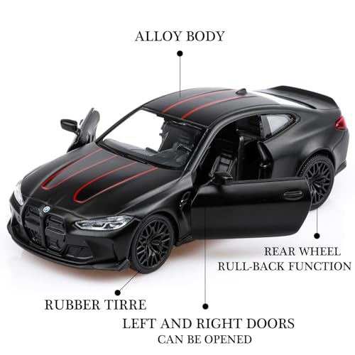 TOKAXI 1/36 Scale BMW M4 Diecast Model Cars,Pull Back Vehicles BMW Toy Cars,Cars Gifts for Boys Girls(Black)