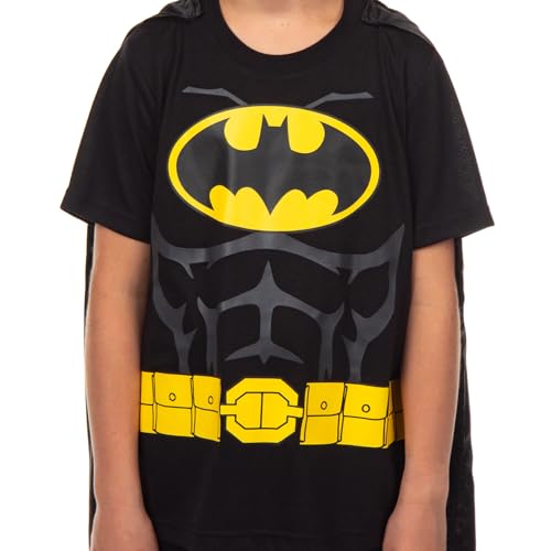 DC Comics Batman Pajamas Boys Short Sleeve Shirt And Pant Set With Detachable Cape PJs3