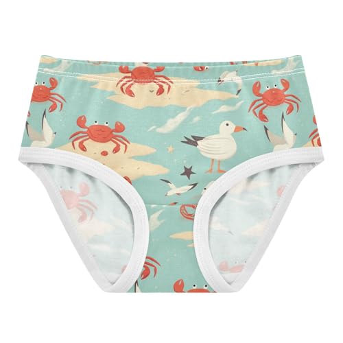 Wusikd Crabs Seagulls Girls' Underwear Cotton Beach Girls Briefs Soft Toddler Underwear 2T
