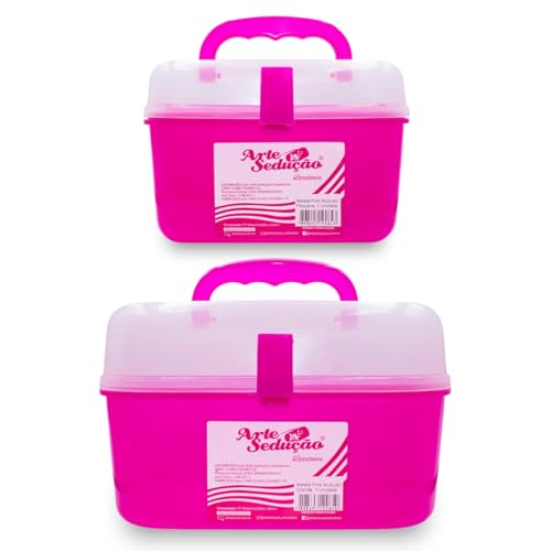 Kit 2 Maletas Pequena e Grande Multiuso Manicure Maquiagem