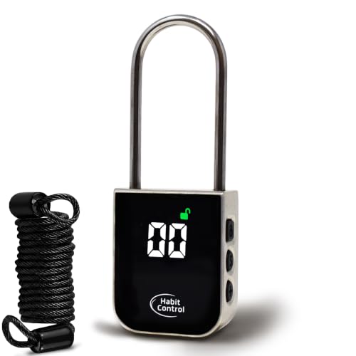 Habit Control Metal Timer Lock - Smart Padlock for Kitchen Cabinets Timed Out Keyless Pad Lock Electronic Time Locking Lock for Cell Phones Snack Liquor Game Consoles & Other Unwanted Temptations