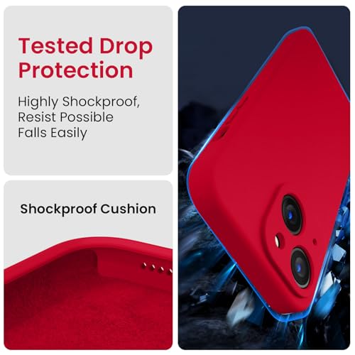 Image of FireNova Designed for iPhone 14 Case, Silicone Upgraded [Camera Protection] Phone Case, Soft Anti-Scratch Microfiber Lining Inside, 6.1 inch, Deep Red
