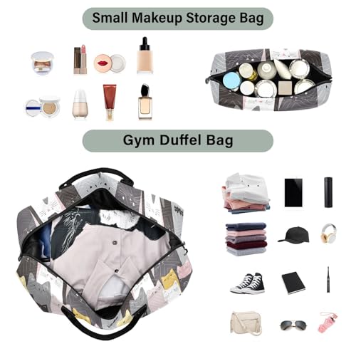 Cat Kitten Lovely Cartoon Large Travel Duffle Bag Weekender Overnight Bags Gym Yoga Bag for Women Men with Toiletry Bag4