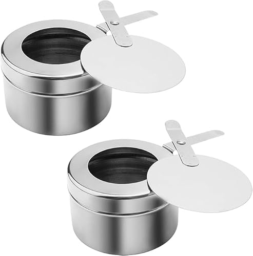 ZEHOYIC Burning Container, Fuel Paste, Pack of 2 Fuel Paste Containers with Lid, Stainless Steel Fondue Burner, Container for Fondue Food Warmer Warming Container Rechaud