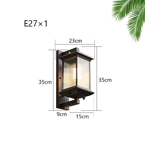 Applique lanterne extérieure E27 en aluminium et verre rétro pour villa