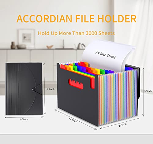 Expanding File Folder,Accordian File Organizer,24 Pockets Document Organizers Letter Size,Expandable Filing Box,Special Designed For Portable Use,Accordion Folders For Documents Storage (Rainbow) #TOP3