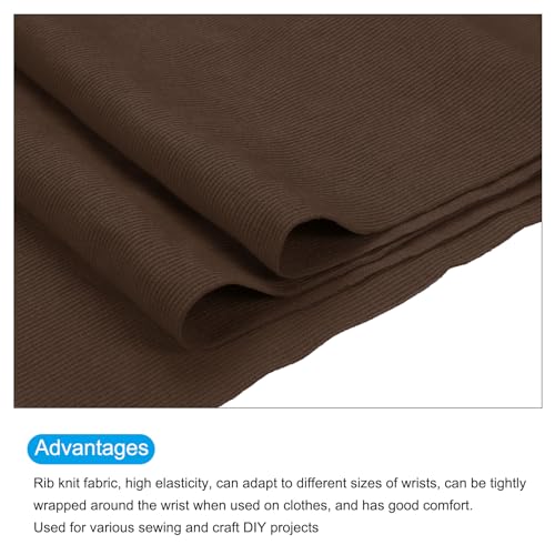 Image of MECCANIXITY 47 inch Elastic Cuffs Ribbed Trims Cotton Fabric Knit Rib Stretch Tape Cuff Sleeve Waistband for Sewing, 20 inch Wide Dark Brown