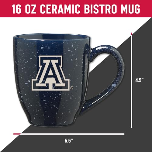 Image of Rico Industries NCAA Arizona Wildcats Navy Blue Personalized 16 oz Team Color Laser Engraved Speckled Ceramic Coffee Mug