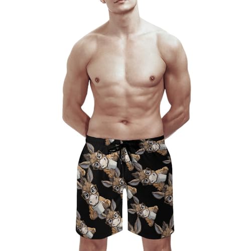Drink Coffee Donkey Men's Swim Trunks Quick Dry Board Shorts Hawaiian Beach Shorts With Pocket3