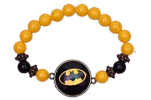 Ruci Store Round Batman Glass Bracelet Rakhi for Kids Brother for Raksha Bandhan Handmade Superhero Kids Rakhi