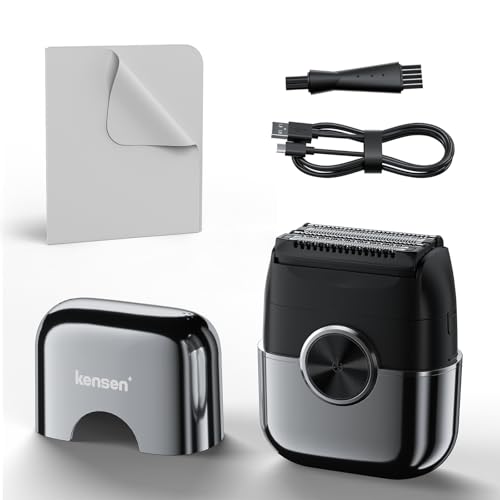 Elektrorasierer Herren, Kensen Mini Foil Shaver Mit 4 Flexiblem Scherkopf Rasierapparat Usb-C Elektrischer Rasierer Wasserdicht Folienrasierer 120Min Trockenrasierer Tragbar für Bart Gesicht Reise