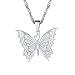Produktbild PROSTEEL Anhänger Halskette, Edelstahl Schmetterling Charm Anhänger Damen Schmuck mit Singapurkette Geschenk für Frauen Mädchen Valentinstag, Silber