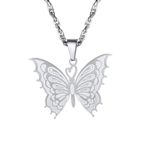 PROSTEEL Chaîne Pendentif Femme Papillon Collier Acier Inoxydable St Valentin
