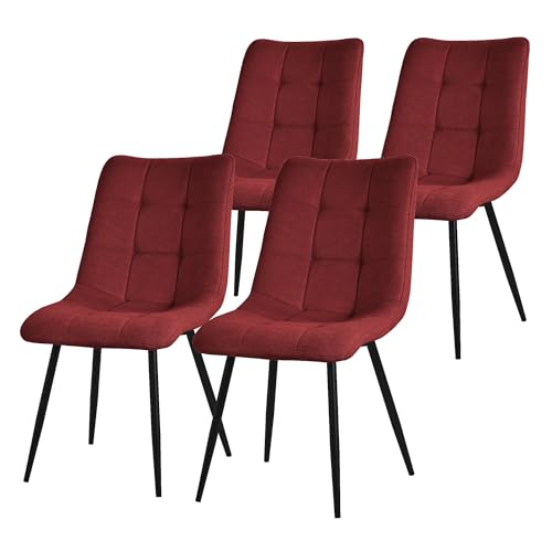 ML-Design Set de 4 Chaises de Salle à Manger Rouge, avec Revêtement en Tissu Polyester et Pieds...