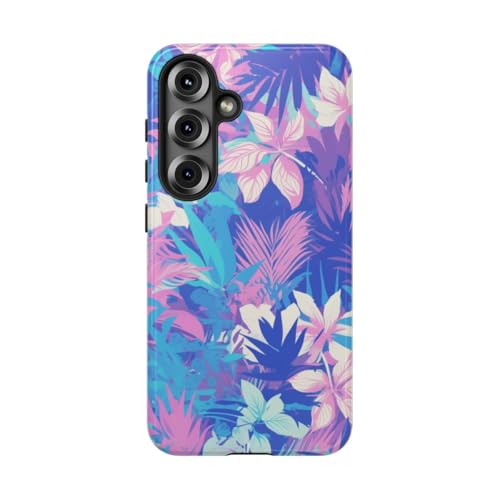 Coque rigide Samsung S25 motif tropical violet de haute finition
