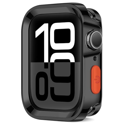 ZZDZZ Rugged Case Compatible with Apple Watch Case 46mm Series 11/10, Soft Flexible TPU Shockproof Protective Bumper Cover for iWatch 46mm, Plating Black by ZZDZZ - Used condition - US$12.75