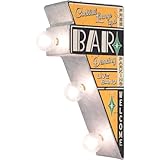 Bar Double-Sided Marquee Sign With LED Bulbs Vintage Inspired Retro Wall Decor For The Man Cave, Game Room, Arcade, Or Home Bar (12' x 5' x 3.5')