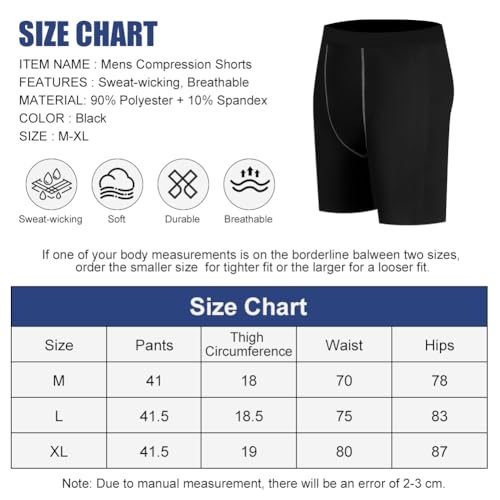 AUYAO Mallas Cortas Running Hombre, 2Pcs Pantalones Cortos de Compresión Hombre, Pantalones Cortos de Gimnasio Transpirable y Secado Rápido para Deporte Fitness Gym, XL - imagen 3