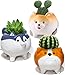 Succulent Planter - Succulent Pots with Drainage - Office Kitchen Desk Home Decor Gifts for Coworkers Women Dog Lovers - Handmade Ceramic Small Plant Pot for Indoor Plants Flower Mini Plants Cactus