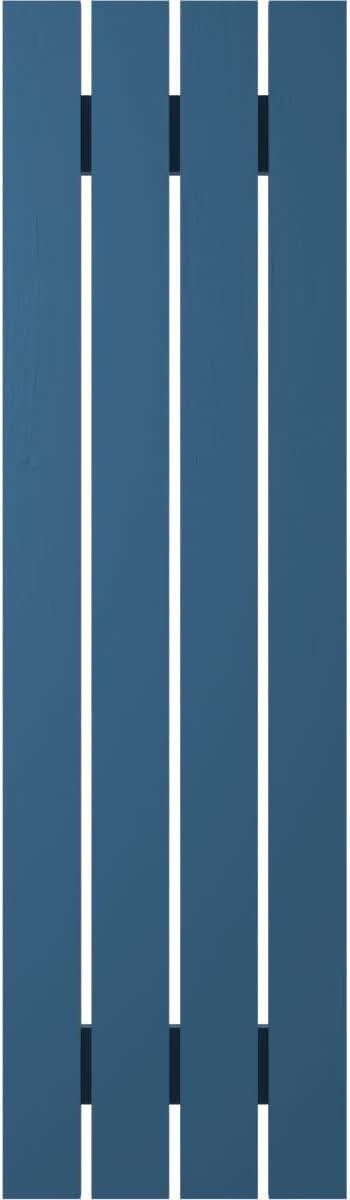 15 1/2"W x 77"H Americraft Four Board (2 Batten) Exterior Real Wood Spaced Board-n-Batten Shutters (Per Pair), Sojourn Blue