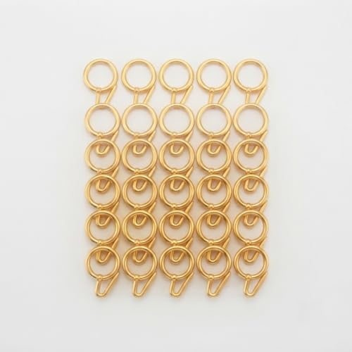 Image of ProKart Premium Plastic Curtain Rings Hook for Windows Curtains, Door Curtains, Bathroom Curtains and Other Multipurpose Usage 1.5 Inch Inner Diameter (Gold, 24)