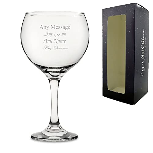 Personalised Engraved Large Gin Balloon Glass, Personalise with Any Message for Any Occasion, Variety of Fonts, Gift Boxed, Wedding Bridesmaid Birthday Gift