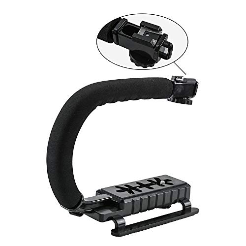 Image of Flash Stand U-Type DV Video Shooting Portable Handheld,C-Shaped Stand Camera Bracket Holder Stabilizer Handle Grip with Accessory Shoe Mount for Camera Camcorder DSLR DV Video-Black