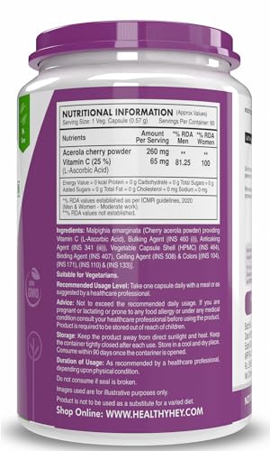 HealthyHey Nutrition 100% Natural Vitamin C from Cherry, 60 Veg Capsules — Vitamin C Supplements - image 7
