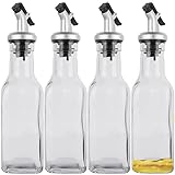 JANKOW Oil and Vinegar Dispenser Bottle - 5oz/150 Glass Bottle, 4 Packs Glass Gruets for Vinegar and Oil