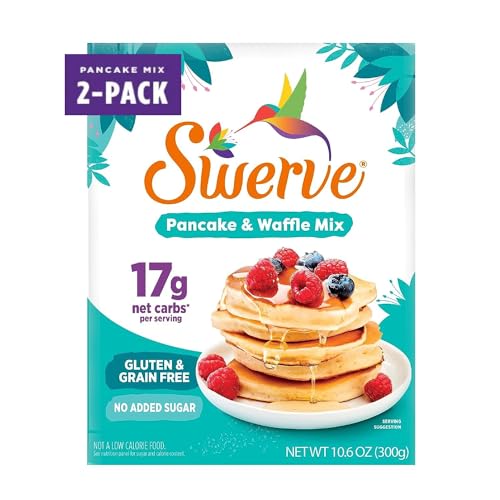 Swerve Sweets Pancake and Waffle Mix - Keto Diet Friendly, Zero Added Sugar, Low Glycemic, Gluten Free, Easy to Make, 10.6 Oz, 2 Pack
