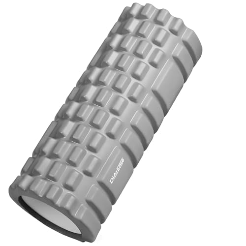 DiazEase フォームローラー 筋膜リリース 収納バッグ グリッドフォームローラー ヨガローラー ヨガポール 筋膜ローラート レーニングスポーツ 割れない 3種類凹凸の設計 ヨガポール EVA素材 筋肉ほぐし フィットネス ストレッチ器具