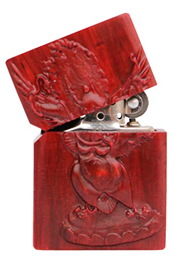 Natürliches Huanghuali Holz Rosenholz Schnitzerei Protector Gottheit Feuerzeug Außengehäuse für Zippo Modul ( Garuda… – Bild 5