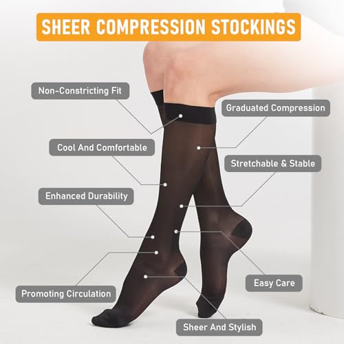 Chaussettes de compression transparentes 15-20 mmHg circulation