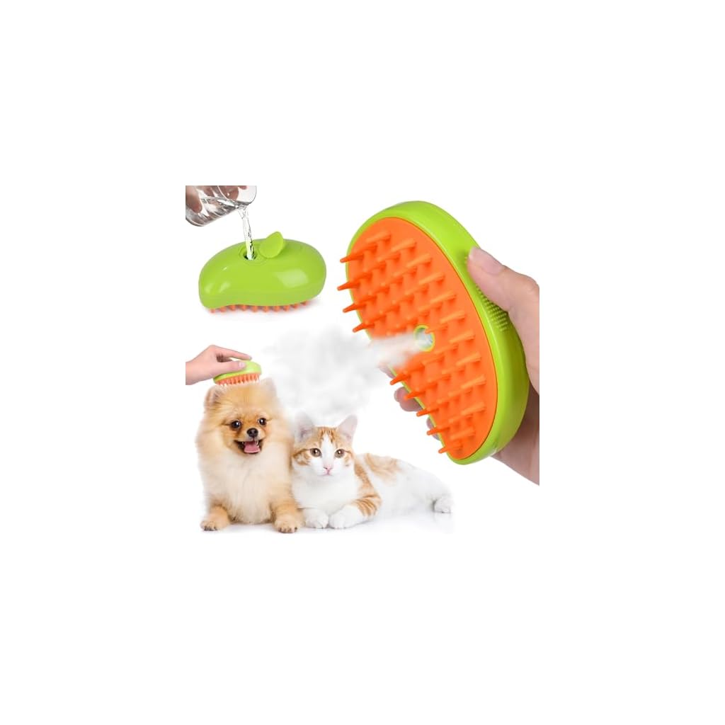 Steamy Cat Brush, 3 in 1 Spray Grooming Combs, Ergonomic Handle, USB Rechargeable, Pet Grooming Supplies for Shedding