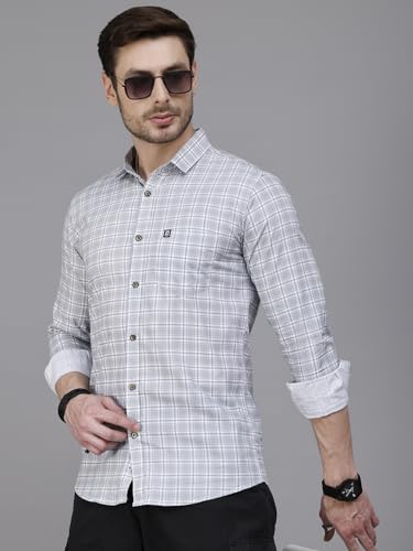 Image of Majestic Man Men Comfort Slim Fit Opaque Checked Cotton Casual Shirt